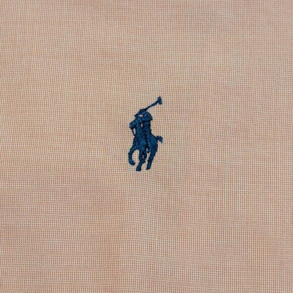 Ralph Lauren Sz 16.5 L Button Down Shirt Men Short Sleeve Pink Salmon Polo Golf - Picture 8 of 10